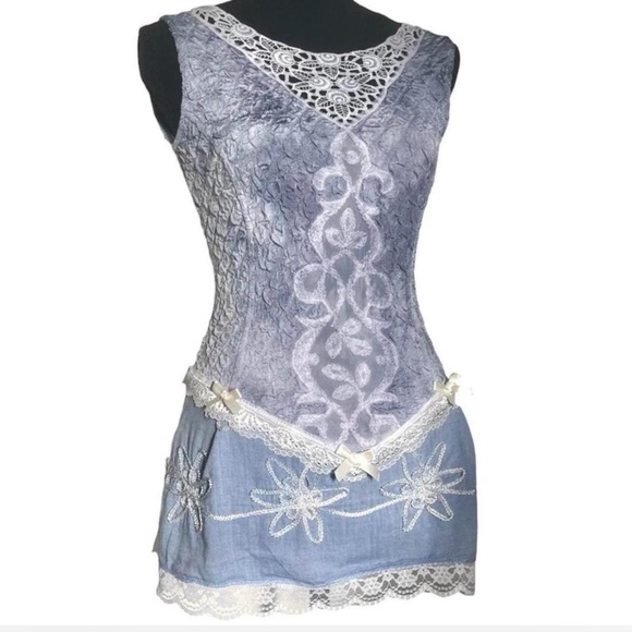 vintage rococo marie antoinette coquette sleeveless dress - Picture 1 of 8